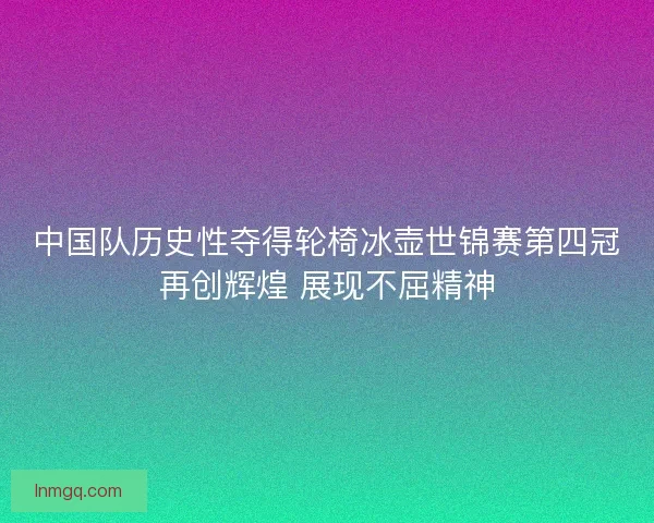 中国队历史性夺得轮椅冰壶世锦赛第四冠再创辉煌 展现不屈精神