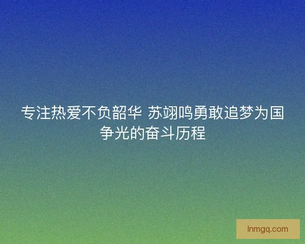 专注热爱不负韶华 苏翊鸣勇敢追梦为国争光的奋斗历程