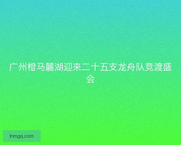 广州橙马麓湖迎来二十五支龙舟队竞渡盛会 广州橙马麓湖迎来二十五支龙舟队竞渡盛会