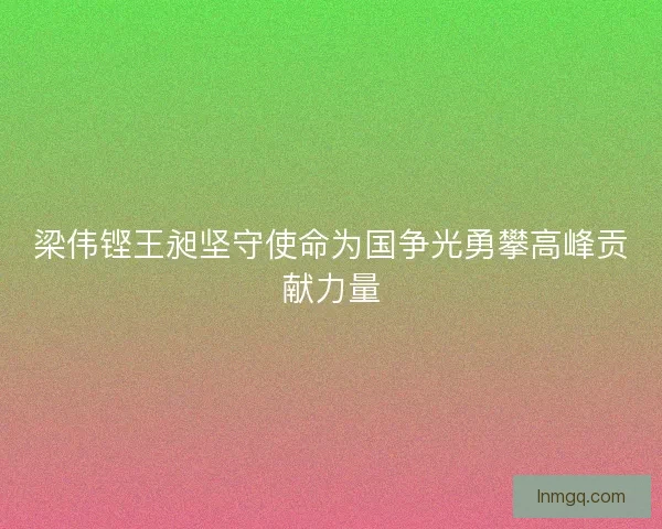 梁伟铿王昶坚守使命为国争光勇攀高峰贡献力量 梁伟铿王昶坚守使命为国争光勇攀高峰贡献力量